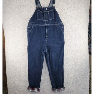 Guide Gear Flannel Lined Overalls Dark Blue Denim Bib Men's Size XL Clean!